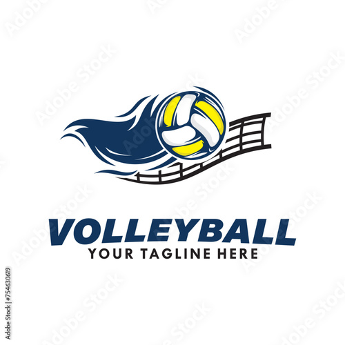 Volley ball sport logo design template