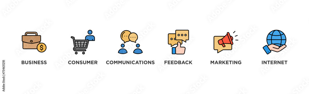 B2C banner web icon illustration concept business to consumer concept of marketing with communications, feedback, marketing, and internet icon B2C banner web icon illustration concept business to consumer concept of marketing with communications, feedback, marketing, and internet icon