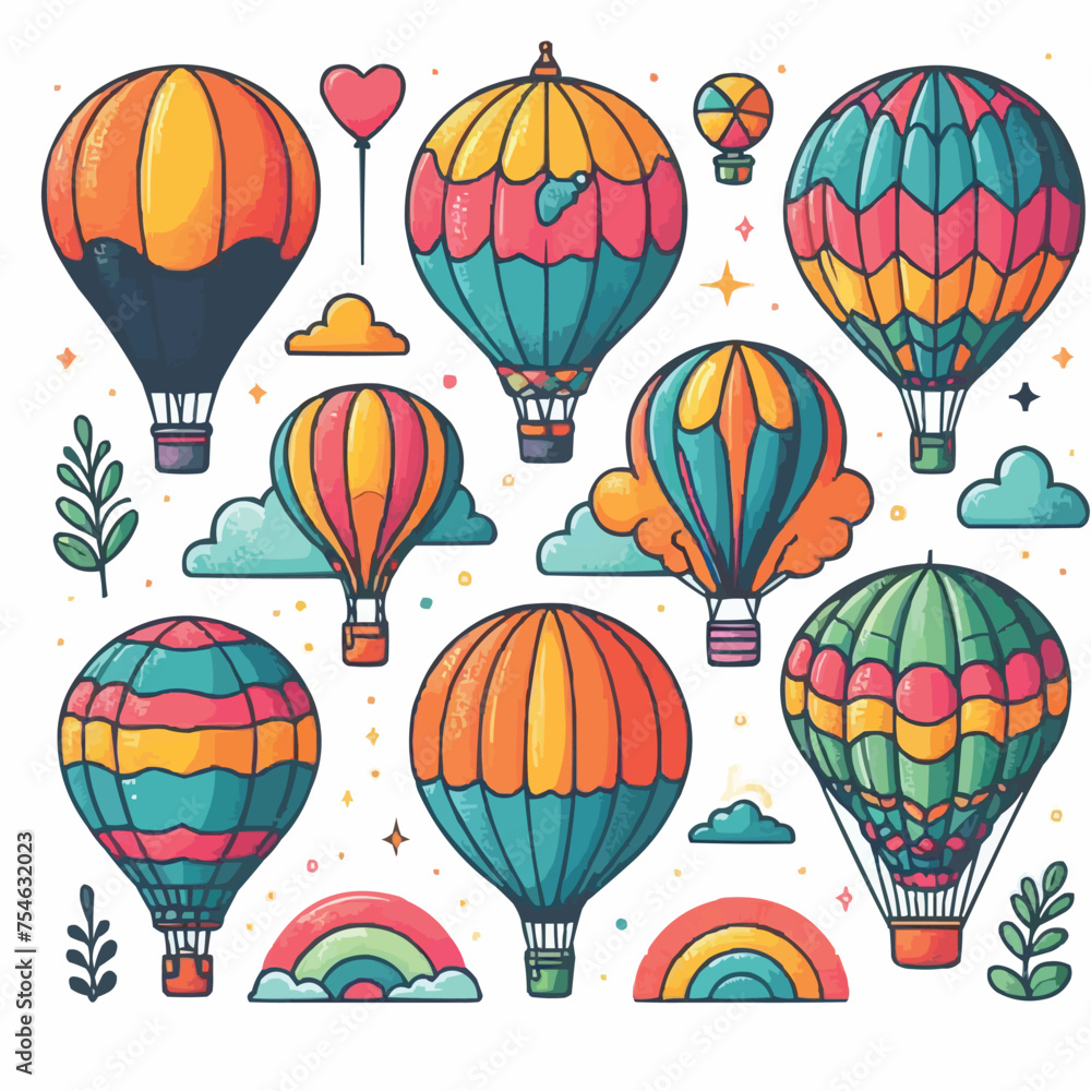 free vector Collection of colored hot air balloons