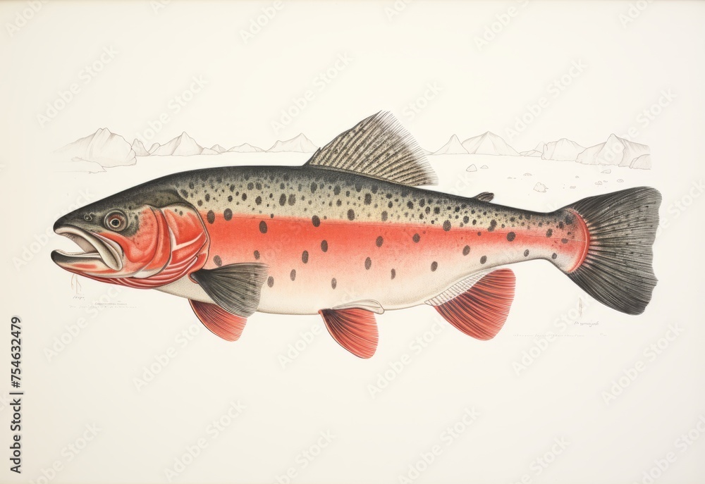 Trout fish on a white background Trout fish on a white background