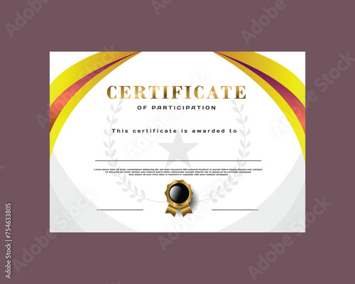 Certificate template of award with minimal modern gradient vector