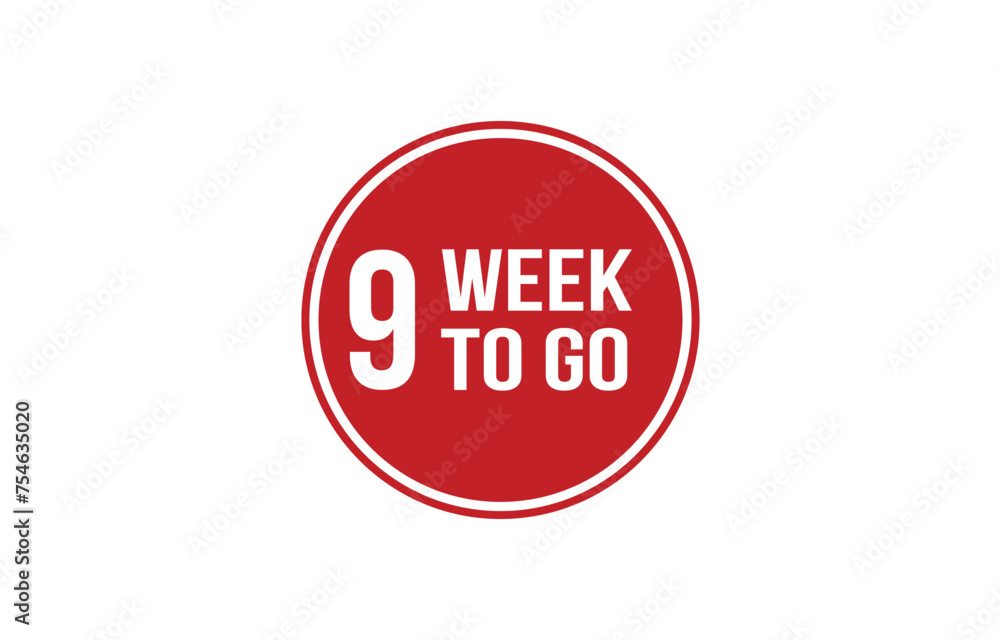 Red 9 week to go Rubber Stamp Seal Vector Red 9 week to go Rubber Stamp Seal Vector