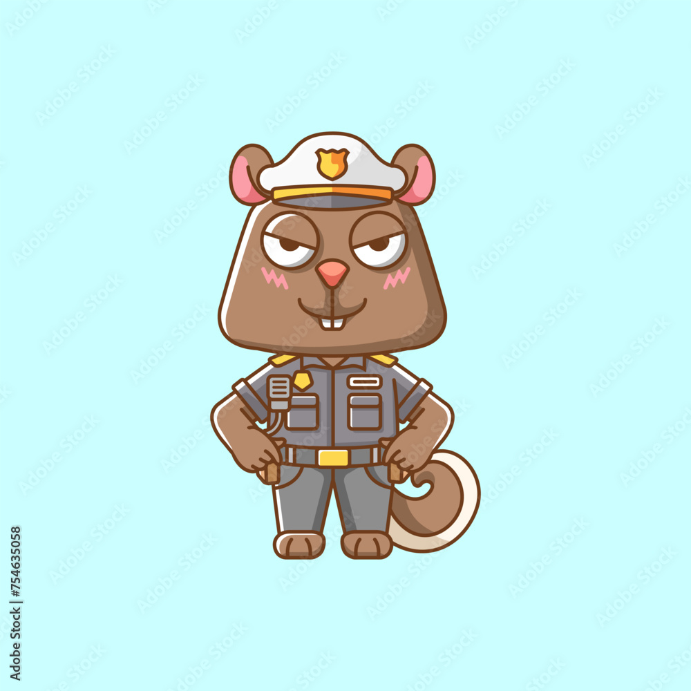 Cute squirrel police officer uniform cartoon animal character mascot icon flat style illustration concept Cute squirrel police officer uniform cartoon animal character mascot icon flat style illustration concept