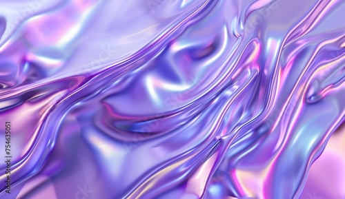 3D render of a holographic iridescent abstract background with wavy fluid lines, purple pastel colors, in the style of a hologram generative ai