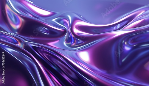 3D render of a holographic iridescent abstract background with wavy fluid lines,dark purple pastel colors, in the style of a hologram generative ai