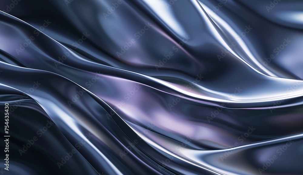 3D render of a holographic iridescent abstract background with wavy fluid lines,dark grey pastel colors, in the style of a hologram generative ai