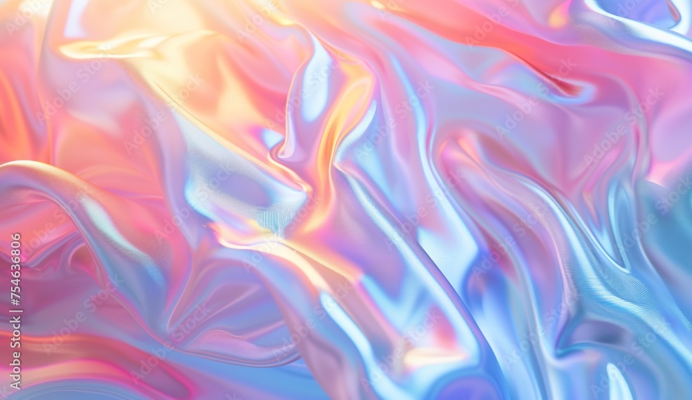 Abstract iridescent holographic background with wavy gradient for design, banner or cover. Hologram effect on soft pastel colors generative ai Abstract iridescent holographic background with wavy gradient for design, banner or cover. Hologram effect on soft pastel colors generative ai