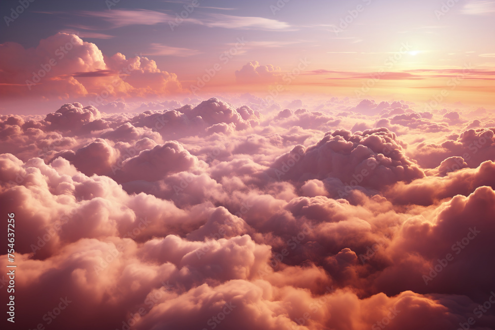 The sun is shining above pink clouds in the sky.