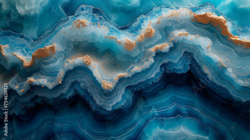 美しい青い鉱石の断面図の接写