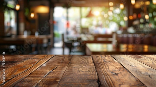 Wooden table top with copy space. Restaurant background © Jane Kelly
