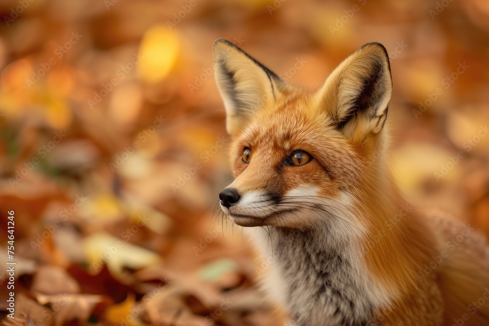 Obraz premium Red fox in the autumn forest.
