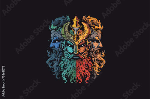 Mythological heroes flat design vector illustration