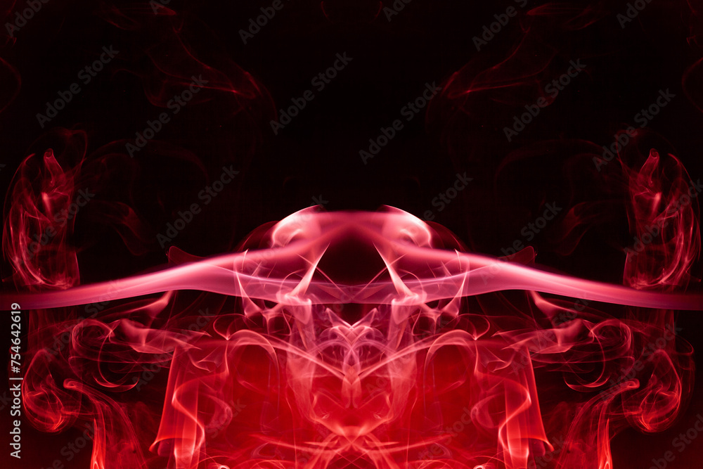 Obraz premium Red smoke motion on black background.