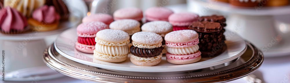 Elegant petit fours on a silver tray dainty and delightful