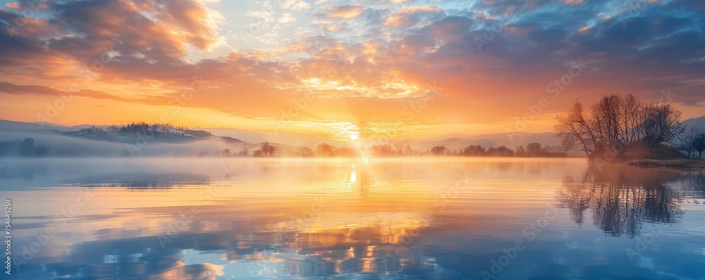 Dawn of Hope: Easter's First Light Mirroring on a Peaceful Lake