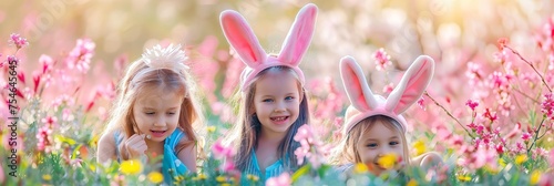 Little Bunnies in the Garden: Kids Celebrating Easter with a Fun-Filled Egg Hunt and Bunny Ears
