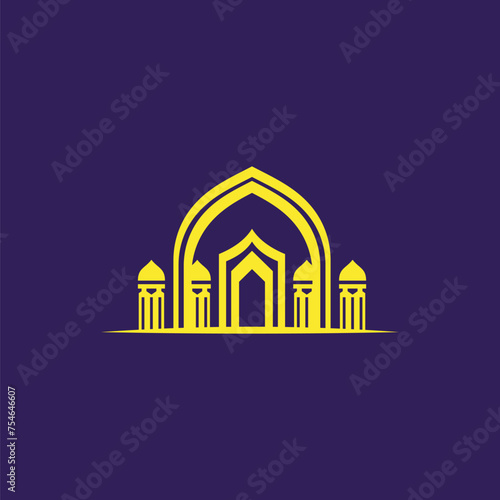 minimalist gold mosque islamic luxury logo icon concept vector design