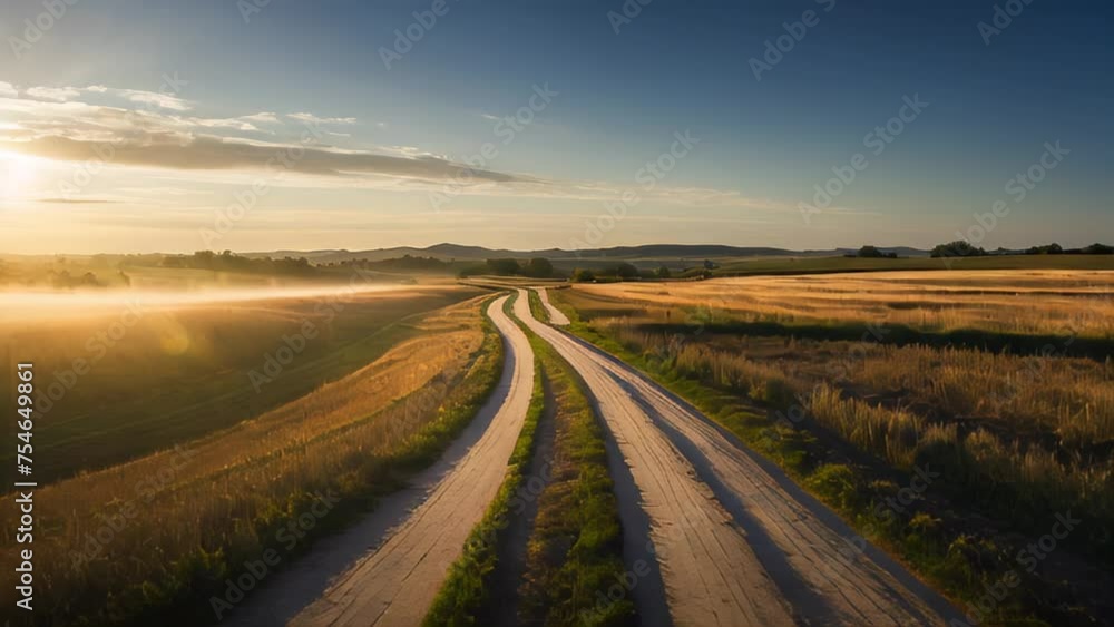 Sunset and Sunrise Views by the River and Road Sunset and Sunrise Views by the River and Road