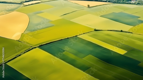 Aerial view of green fields