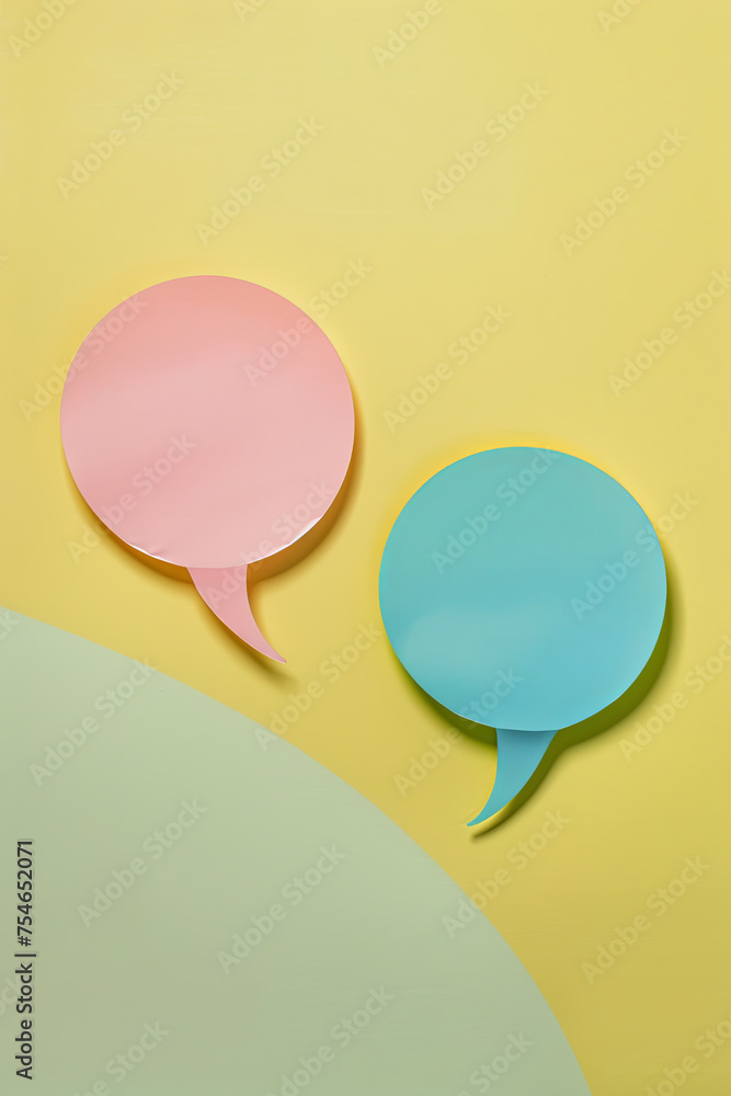 Two blank conversation bubbles on colorful background Two blank conversation bubbles on colorful background