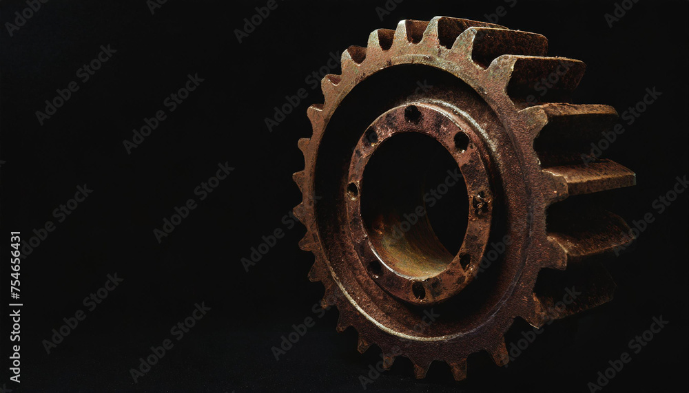 rusty gear, iron, metal, old, copy space, black background, close-up rusty gear, iron, metal, old, copy space, black background, close-up