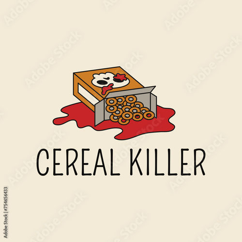Funny cartoon cereal killer vector illustration.