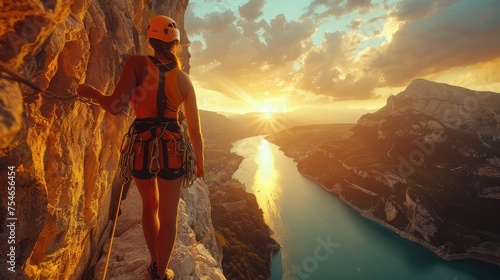 Adventure Travel, Dynamic visuals portraying thrilling and adrenaline-pumping adventures such as rock climbing, zip-lining, bungee jumping, or paragliding in exotic and remote locations © Chom