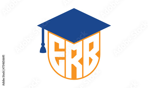 ERB initial letter academic logo design vector template. school college logo, university logo, graduation cap logo, institute logo, educational logo, library logo, teaching logo, book shop, varsity