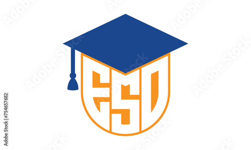 ESO initial letter academic logo design vector template. school college logo, university logo, graduation cap logo, institute logo, educational logo, library logo, teaching logo, book shop, varsity