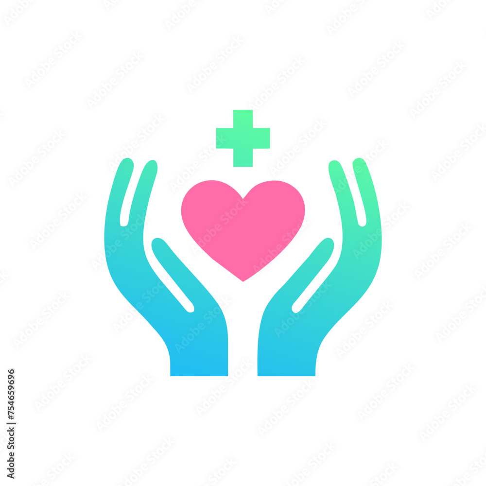 Obraz premium Hand and heart logo concept for healthy company