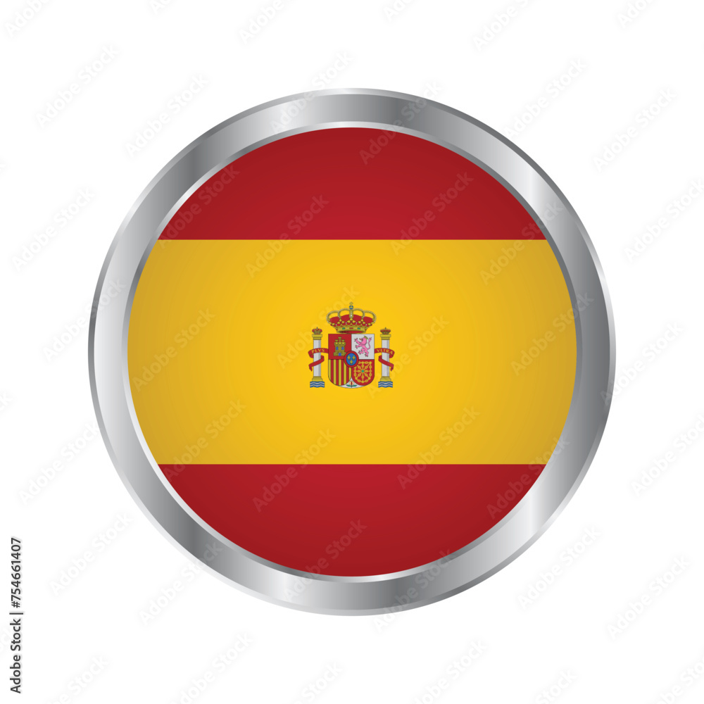 Fototapeta premium Spain Round Flag Shield Badge Emblem Patch Sticker Label Pin Transparent Background