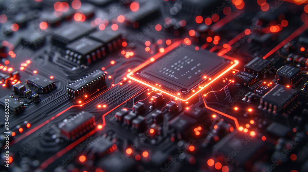 Circuit Board Close-Ups in Technology, Capture close-up details of circuit boards, highlighting their intricate patterns, components, and futuristic aesthetics Circuit Board Close-Ups in Technology, Capture close-up details of circuit boards, highlighting their intricate patterns, components, and futuristic aesthetics