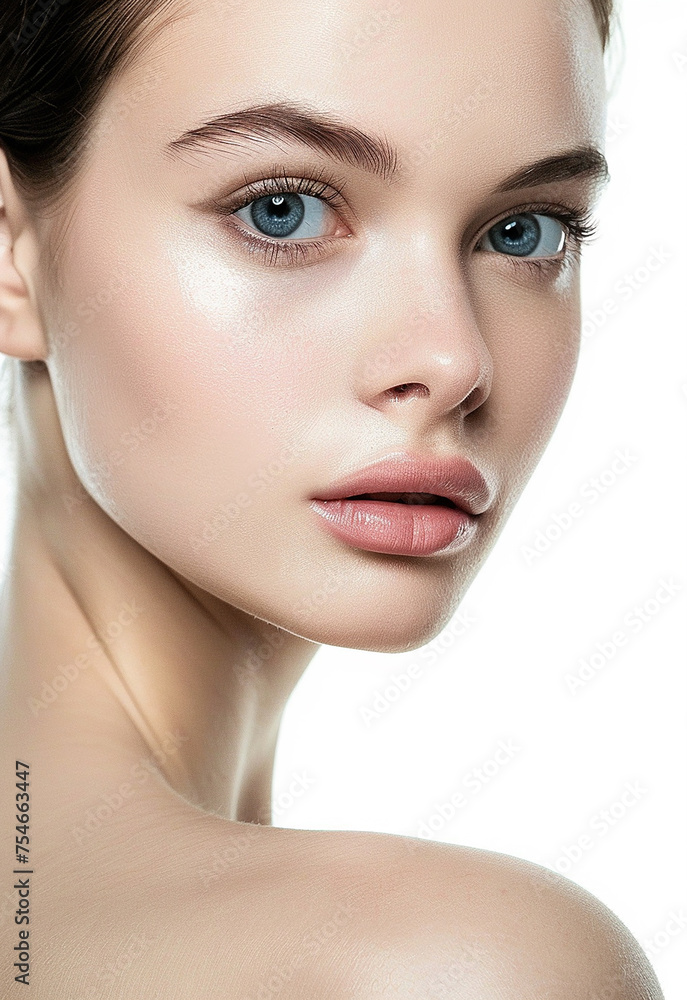 Fototapeta premium Photo portrait of young beautiful female sexy woman model face 