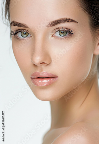 Photo portrait of young beautiful female sexy woman model face 