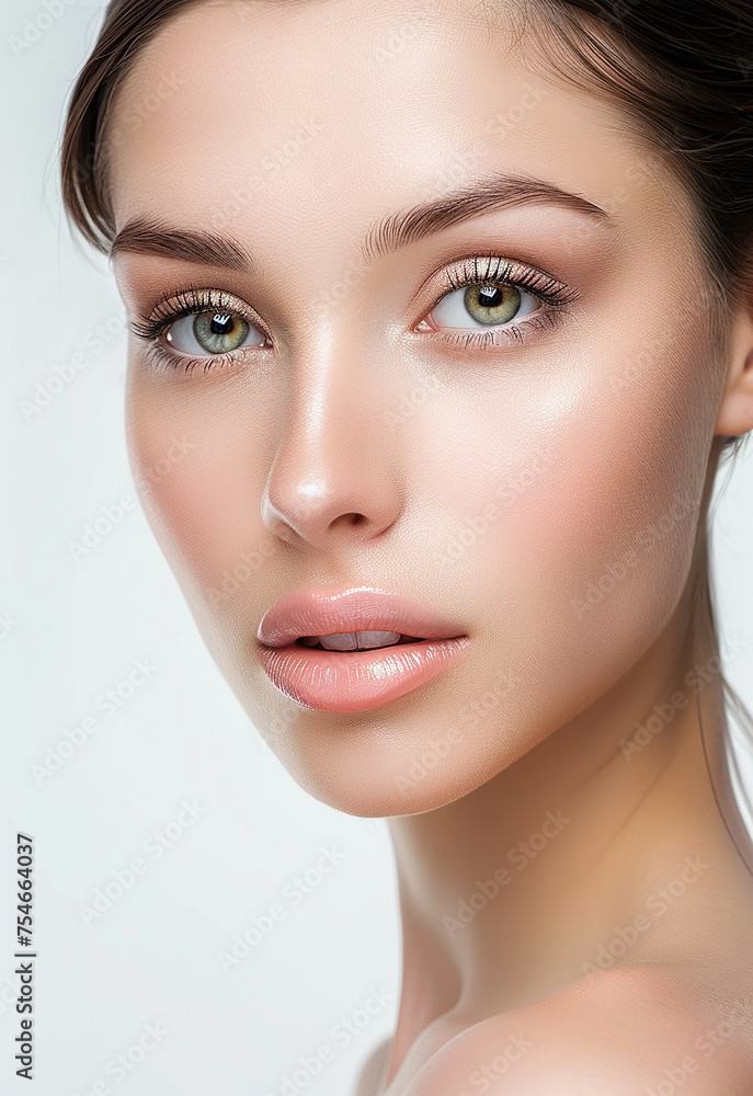 Fototapeta premium Photo portrait of young beautiful female sexy woman model face 