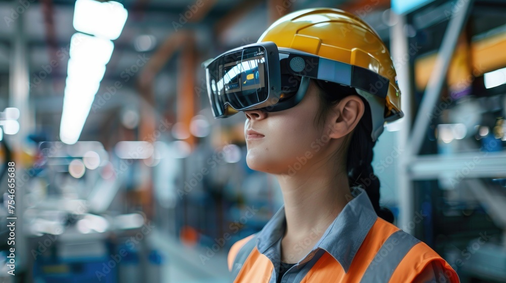 A skilled engineer utilizes advanced smart glasses for increased efficiency and precision in a modern, high-tech manufacturing facility.
A skilled engineer utilizes advanced smart glasses for increased efficiency and precision in a modern, high-tech manufacturing facility.
