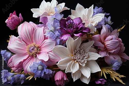 Colorful Flowers Arranged on Table Generative AI