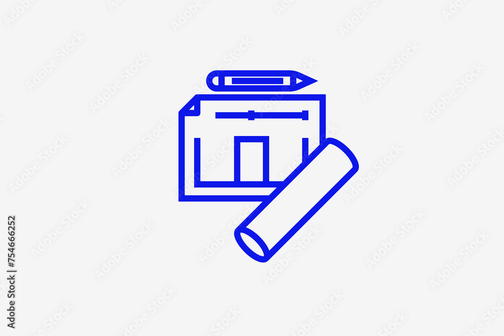 construction drawings illustration in line style design. Vector illustration. construction drawings illustration in line style design. Vector illustration.