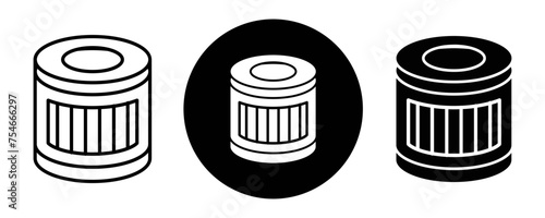 Car oil filter outline icon collection or set. Car oil filter Thin vector line art
