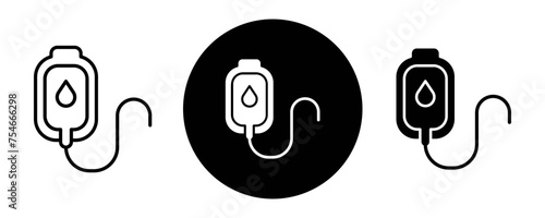 Blood bag outline icon collection or set. Blood bag Thin vector line art