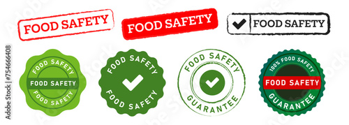 food safety rectangle circle green and red color stamp label culinary audit safe sign