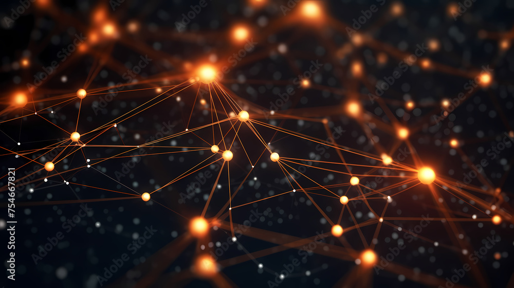 Fototapeta premium Technology abstract background of interconnection network grid