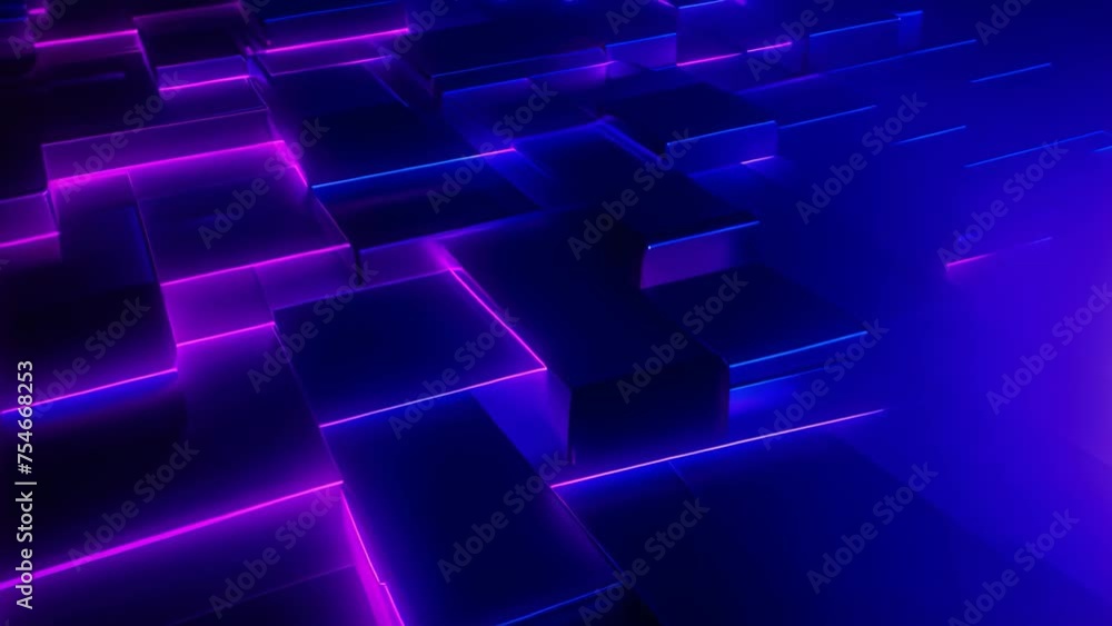 abstract background with glowing squares in blue and violet colors. 3d rendering, Futuristic Sci-Fi Abstract Blue And Purple Neon Light background, AI Generated abstract background with glowing squares in blue and violet colors. 3d rendering, Futuristic Sci-Fi Abstract Blue And Purple Neon Light background, AI Generated