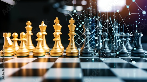 A virtual chessboard where AI algorithms strategically position HR pieces 