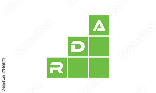 RDA initial letter financial logo design vector template. economics, growth, meter, range, profit, loan, graph, finance, benefits, economic, increase, arrow up, grade, grew up, topper, company, scale