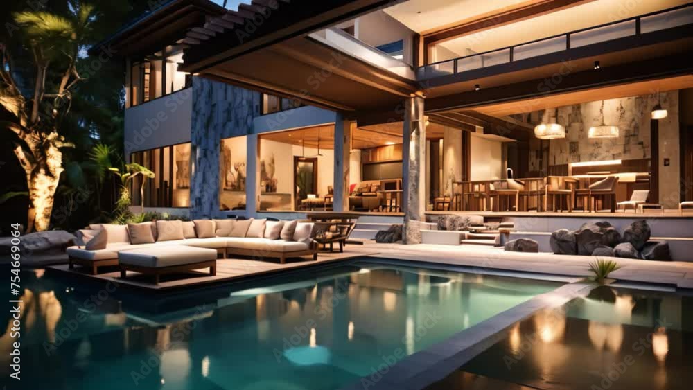 3d rendering of modern cozy house with pool and parking for sale or rent in luxurious style and beautiful landscaping, Contemporary Residence luxury villa with large swimming pool, AI Generated 3d rendering of modern cozy house with pool and parking for sale or rent in luxurious style and beautiful landscaping, Contemporary Residence luxury villa with large swimming pool, AI Generated
