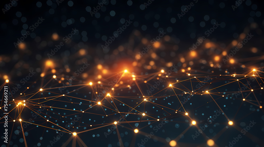 Obraz premium Dark background with polygonal connections, network connection concept