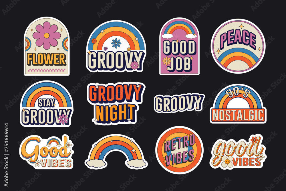 Set of vintage labels, stickers, logos and badges in retro style