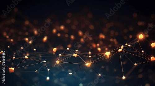 Dark background with polygonal connections, network connection concept