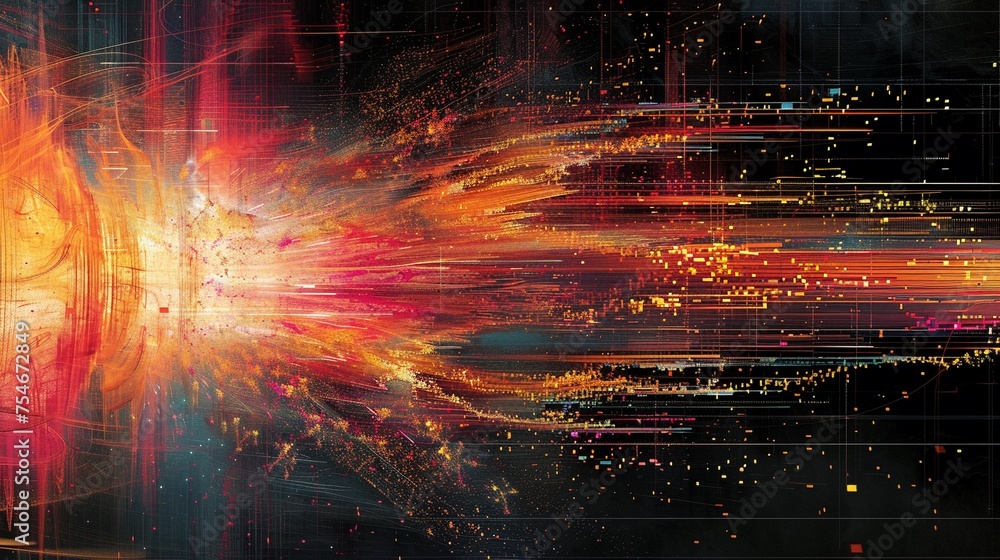 Artistic visualization of machine learning algorithms at work data patterns evolving Artistic visualization of machine learning algorithms at work data patterns evolving